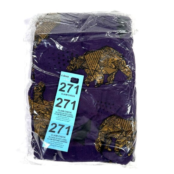 LuLaRoe Purple Gold Brown Bear Origami Black Trees Original Leggings One Size OS - Picture 5 of 6